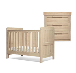Mamas & Papas Atlas Furniture Range "Light Oak" Cotbed and Dresser Set